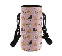 Kxyudcn Porte-bouteille d'eau portable Kawaii avec sangle pour filles, voyage, école, chat, Taille unique, Ensemble cartable