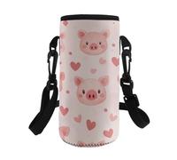 Kxyudcn Porte-bouteille d'eau portable Kawaii avec sangle pour filles, voyage, école, Cœur de cochon, Taille unique, Ensemble cartable