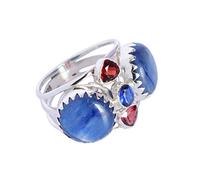 Kyanita, grenat et bleu quartz 925 bague en argent sterling magnifique fait à la main, cadeau pour elle FSJ-5594, métal, argent sterling, argent sterling 925, Cyanite, grenat et quartz bleu