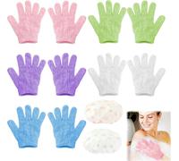 Kyaoayo-10 Gant Exfoliant Corps Et 2 Bonnet De Douche, Gants Gommage Corps Doux Gant Exfoliant Vi Pour Hommes Femmes Et Enfants Gants De Bain À Cinq Doigts Pour Exfoliation Douche
