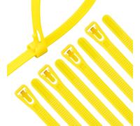 KYAOAYO-100 Pièces Collier De Serrage Jaune Plastique Réutilisables, 400Mm X 7.6Mm, Attache Câble Colorées, Serre Câbles Nylon, Colliers Serre-Cable Résistant Aux Uv