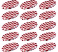 Kyaoayo-15 Couvercles À Visser Twist-Off Pour Bocaux De Conversation, Rond, Ø 58 Mm, En Fer Blanc, Rouge-Blanc, Quadrillé, 409822e3