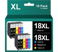 KYAOAYO-18Xl Multipack Lot De 10 Cartouches D'Encre Compatibles Avec 18Xl Pour Xp-305 Xp-215 Xp-225 Xp-412 Xp-422 (4Noir, 2Cyan, 2Magenta, 2Jaune)