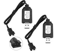 Kyaoayo-2-Pack Chargeur Lipo 2s 7.4v Usb Avec Connecteur Sm-4p, Chargeur De Batterie Voiture Rc Universel, Compatible Avec Voiture, Camion, Drone, Train Télécommandé Jouets, Chargeur Usb Rapide Et Po-