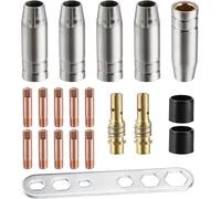 KYAOAYO-20 Pcs Embouts De Contact De Buse De Soudage 15Ak Mig/Mag Ensemble De Support De Connecteur De Gaz M6 (10 X Tube De Contact M6 0,8 Mm, 5 X Buse, 2 X Connecteur, 2 X Isolant, 1 X Outil)