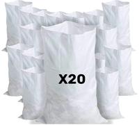 KYAOAYO-20 Sacs À Gravats, 55 X 95Cm, 55Kg, Résistant Et Réutilisable, En Polypropylène Tissé Blanc, Sable, Terre, Gravier, Jardinage, Chantier, Déchets De Constructions