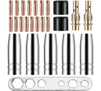 KYAOAYO-25 Pcs Embouts De Contact De Buse De Soudage, Mag Mig Pointe De Contact M6 1,0 Mm, Kit De Torche De Soudage, Accessoire Consommables De Coudage Pour Mag Mb15 15Ak, Buse Conique, Buse À Gaz