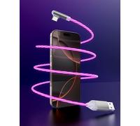 KYAOAYO-2M Câble Usb C Led, Rose Usb A Vers Type C Câble De Charge,Câble De Charge Usb C Led 66W Charge Rapide,Câble Usb C Rgb Pour Iphone 16/15,Samsung S24/S23/S22/Z Flip 6/Z Fold 6,Huawei P70, ,Xia