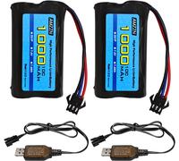 Kyaoayo-2pcs 7.4v 1000mah 2s Batterie Lithium-Ion Avec Prise Sm-3p Et Câble De Charge Usb Pour De82 Tk3086b G20601 Télécommande De Voiture, Tk-3082b Stunt Flip Car, Véhicule D'ingénierie De Camion C6-