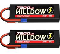 KYAOAYO-2S Lipo Batterie 7,4 V 85 C 7200 Mah Rc Coque Rigide Avec Prise Ec5 Pour Véhicules Télécommandés Camion Camion Camion Tank Avion Hélicoptère Modèles De Course (Lot De 2)