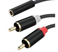 KYAOAYO-2X Rca Mâles Vers 3.5 Mm Femelle Câble Rca Mini-Jack 3,5Mm Vers 2 Rca Adaptateur Cinch Câble Compatible Avec Téléphone Tablette Tv Pc Ampli Subwoofer