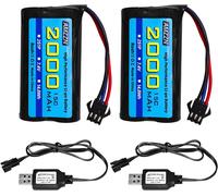 Kyaoayo-2x7,4 V 2000mah 15c 2s Sm-3p Fiche Lipo Batterie Avec Chargeur Usb Pour De43 De60 9500e Rc Voiture, Modèles Voitures, Camions, Huina 1575 Rc Auto Ingénierie, Rc Batteries Pour Voiture Jouet-Sa