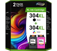 KYAOAYO-304Xl Lot De Cartouches D'Encre De Rechange Pour 304 Xl Noir Et Couleur Pour Deskjet 2620 2622 2630 2632 2633 2634 3720 Envy 5010 5020 5030 5032 5055 Amp 120 1311 Imprimantes (2-Paquet