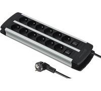 KYAOAYO-35447 Alu-Line Bloc Multipr 12 Pr s Avec Corps En Aluminium, Câbles H05Vv-F 3G1.5Mm, Longueur 2M, 2 Interrupteurs (1 X 6 Pr s), Avec Protection Contre Les Surcharges