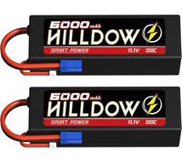 KYAOAYO-3S Lipo Lot De 2 Batteries 6000 Mah 11,1 V 120 C Rc Avec Connecteur Ec5 Pour Véhicules Télécommandés À L'Échelle 1/8 1/10