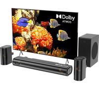 KYAOAYO-4.1 Dolby Atmos Barre De Son, 300W Pour Smart Tv Avec Caisson De Basses, 2 Enceintes Surround Avant, Barre De Son Pour Haut-Parleur Tv, Basses Réglables, Hielite A41