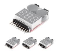 KYAOAYO-4 Pièces 1-8S Lipo Testeur De Batterie Moniteur, Rc Basse Tension Alarme Sonnerie Vérificateur De Tension Avec Indicateur Led Pour 1-8S Lipo/Li-Ion/Limn/Li-Fe