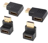 KYAOAYO-4 Pièces Adaptateur Hdmi Coudé, 4 Pcs Mâle Vers Femelle 90 Degrés Et 270 Degrés Angle Droit Et 90 Degrés Angle Gauche Et Droit Adaptateur Hdmi Plat Vertical Avec Connecteurs Plaqués Or