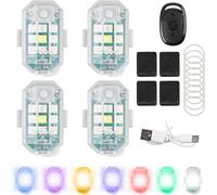 Kyaoayo-4 Pièces Phares Clignotants Télécommandés Pour Véhicule: 7 Couleurs Sans Fil, Rechargeable Usb, Étanche Pour Moto, Drone, Vélo, Camping, Pêche (Noir)-Gomety Noir