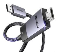 KYAOAYO-4K Câble Displayport Vers Hdmi 8K 60Hz 4K 240Hz Dp 1.4 Vers Hdmi 2.1 32.4Gbps Hdr Hdcp Nylon Tressé Compatible Avec Dell Insignia Nvidia Laptop Projecteur Moniteur (1M)
