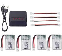 Kyaoayo-4pcs 3.7v 220mah Li-Batterie & Chargeur D'équilibre 4 En 1 Pour E010 E010c E011 E011c E013 Goolrc T36 Ninhui Nh010 F36 H36 Hs210 Sanrock Gd65a Atoyx At-66 Batterie De Drone Rc À Quatre Axes-Sa