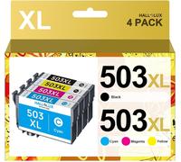 KYAOAYO-503Xl Cartouches D'Encre Remplacement Pour 503 503 Xl Pour Expression Home Xp-5205 Xp-5200 Workforce Wf-2960Dwf Wf-2965Dwf (Noir Cyan Magenta Jaune, 4 Pack)
