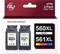 KYAOAYO-560 561 Xl Pack Remplacement Cartouche Pour Canon 560 561 Pour Encre Canon 560/561 Xl Pour Canon Pixma Ts5350 Ts7450A Ts5350A Ts5300 Ts5350I Ts5351 Ts7450 Ts5351A (2-Pack,1 Noir 1 Couleur)