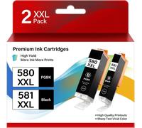 KYAOAYO-580 Lot De 10 Cartouches D'Encre Xxl Compatibles Avec Les Imprimantes Canon Pgbk/Bk/C/M/Y Multicolore