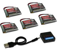 Kyaoayo-5pcs 3.7v 1200mah Lipo Batterie Avec Molex Plug Avec Chargeur 5 En 1 Pour Syma X5sw X5sc X5sc-1 Quad Rotor Drone-Roaringtop