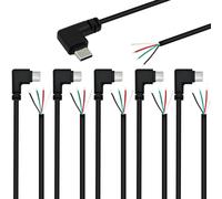 KYAOAYO-6Pcs Queue De Cochon Usb Type-C,Angle Droit De 90 Degrés 28Awg 5V 3A Pr Usb-C Vers Fil Nu À 4 Broches,Usb Type C Câble D'Alimentation Et De Données, Pr Usb C À Souder (25Cm)