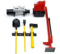 KYAOAYO-6Pcs Rc Crawler Accessoire Rc Car Sets D'Outils Décoratifs Treuil + Jack + Pelle À Sable + Hache + Bidon D'Huile + Traîneau En Bois Compatible Avec 1/10 Rc Car D90 D110 Scx10
