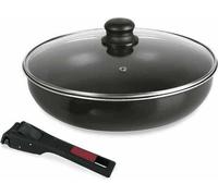 Kyaoayo-712380 Sauteuse Agile 28 Cm En Aluminium Revêtement Noir Anti-Adhérent Sans Pfoa - Manche Amovible Clipsable - Couvercle En Verre - Tous Feux Dont Induction, 3 Liters, Noir