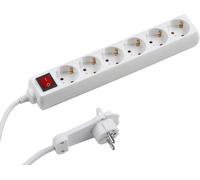 KYAOAYO-7430880 Multipr 6 Pr s - Fiche Extra Plate - Câble De 2 M - Blanc - Intérieur Ip20 - Interrupteur Lumineux/Multipr /Multipr Avec Pr Plate