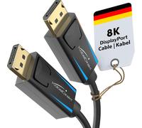 KYAOAYO-8K Câble Displayport (Dp Sur Dp) ¿ 1.5M ¿ (32,4 Gbit/S, Résolution Uhd Avec 8 K / 60 Hz Ou 4 K / 120 Hz, Hbr3, Dsc, Hdr 10, Connecteur Avec Verrouillage, Noir) ¿ Top Series