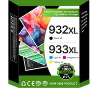 KYAOAYO-932Xl 933Xl Lot De 5 Cartouches D'Encre Compatibles Avec Imprimante 932 933 Xl Officejet 7510 7612 7110 6600 6700 6100 7610 6110 (2 Noir, 1 Magenta, 1 Cyan, 1 Jaune)