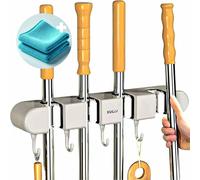 KYAOAYO-Accroche Balai Mural ¿ Adieu Les Trous, Sans Perçage ¿ 4 Supports + 5 Crochets Fixation Solide Idéal Pour L'Organisation Du Garage & Outils Du Jardin ¿ Support Porte Balais Pour Un Rangement