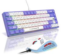 KYAOAYO-Ajazz Ak680 Mechanical Keyboard, 68 Key 60 Percent Hot Swappable Gaming Keyboard + 6 Adjustable Dpi 6400 Gaming Mouse With 6 Rgb Light, For Pc/Mac/Laptop Gamer (Blue Clicky Switch)