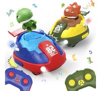 KYAOAYO-Auto Tamponneuse Télécommandée 2Pcs, Dinosaure Rc Bumper Car 2.4Ghz, Avec Lumière Led Et Musique, Rechargeable Jouets Interactifs Cadeaux Pour Garçon Et Fille