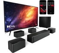 KYAOAYO-Barre De Son Tv 7.1 Avec Dolby Atmos, Contrôle D'App, 4 Enceintes Surround Filaires, Enceintes Pour Télév ur 460W Avec Caisson De Basse Sans Fil, Home Cinéma Bluetooth 5.3, Poseidon D80