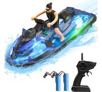 KYAOAYO-Bateau Télécommandé 2,4 Ghz, Bateau À Moteur Rc Avec Lumières Led Et Poupées De Simulation, 2 Piles, Jouet Pour Enfants, Convient Pour Les Piscines Et Les Lacs