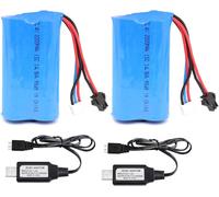 Kyaoayo-Batterie Li-Ion 2s 7,4 V 2000 Mah 15 C Avec Prise Sm-2p Batterie Rechargeable De Grande Capacité Pour Voitures Rc Camion Rc Bateau Avec 2 Chargeurs Usb-Pinsinholy