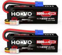 KYAOAYO-Batterie Lipo 3S 11,1 V 8000 Mah 120 C Avec Boîtier Rigide Avec Connecteur Ec5 Pour Hélicoptère, Véhicules, Voitures, Camions, Bateaux, Loisirs (2Pcs)