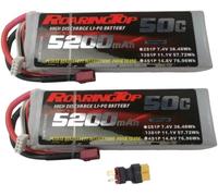Kyaoayo-Batterie Lipo 3s 5200mah 50c 11.1v Rc Softshell Batterie Avec T Plug Et Xt60 Connecteur Pour Avion Rc Dji Quadcopter Rc Avion Rc Hélicoptère Rc Voiture Camion Bateau Drone Fpv (2 Packs)-Roarin