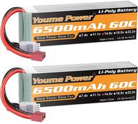 KYAOAYO-Batterie Lipo 4S, Lipo 14.8V 4S 6500Mah 60C Avec Prise Deans T Pour Traxxas Slash X- x Rc Buggy Truggy Crawler Monster Car ¿ Hélicoptère ¿ Avion (2Packs)