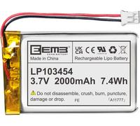 KYAOAYO-Batterie Lithium-Ion Polymère 3.7V 2000Mah 103454 Batterie Lipo Batterie Lithium-Ion Rechargeable Avec Connecteur Jst