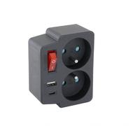 KYAOAYO-Biplite Domino 2X16A + 1Xusb-A + 1Xusb-C Avec Interrupteur Noir