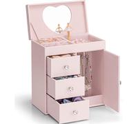 Kyaoayo-Boîte À Bijoux Musicale Pour Fille - Grande Boîte À Musique Pour Enfants - Décoration De Chambre D'anniversaire - 4 Couches - Cadeau De Bijoux Pour Filles Et Enfants - Rose