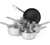 Kyaoayo-Bw06572 Classic 5 Pièces Batterie De Cuisine - 16/18/20 Cm Casseroles Avec Couvercles, 14 Cm Casserole À Lait, 24 Cm Poêle À Frire, Acier Inoxydable, Compatible Avec Plaques À Induction