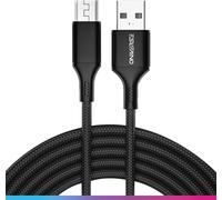 KYAOAYO-Cable Micro Usb, Câble De Charge Tressé Usb-A Vers Micro Usb, Compatible Avec Ps4 Pro Slim Xbox One Pc Mac Android, 3 Mètres, Charge Rapide 2.4 A - Noir