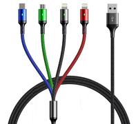 KYAOAYO-Câble Multi Usb 3M, 4 En 1 Câble Universel Multi Cable Usb Charge Rapide & Sync Des Données Avec Ports Ip/Micro Usb/Type C Pour Phone 16 15 14/Tablets/Samsung Galaxy/Huawei/Lg/Carplay (1)